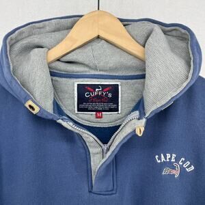 CAPE COD Hoodie Adult M CUFFYS MA Mass Chatham Nantucket Fleece 1/4 Zip Blue
